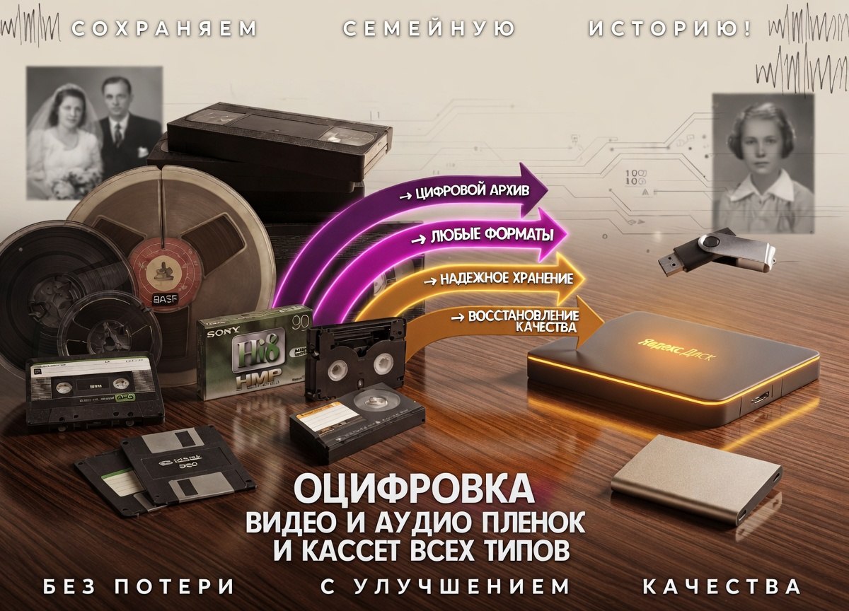 Оцифровка фото, видео, кинопленок и аудио